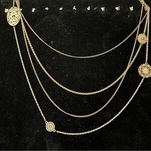 36” 4 Strand Goldtone Necklace.